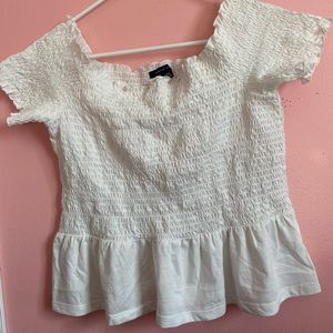 Off the shoulder knit white top